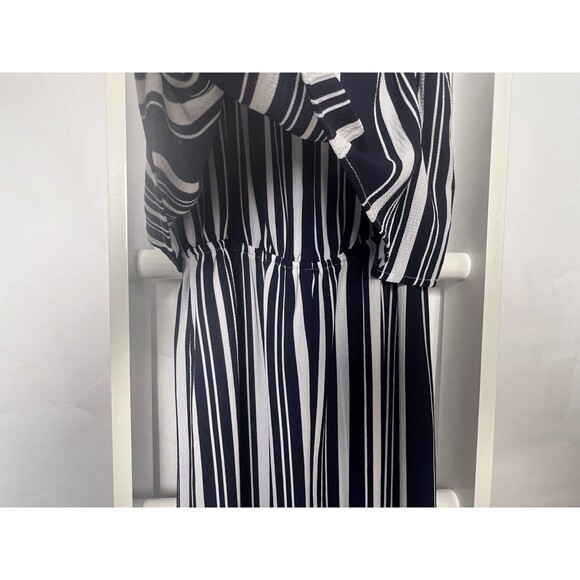 Jumpsuit Womens S Navy White Stripe Elastic Waist Easy Flattering Fit & Care - Picture 6 of 15